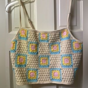 WILD FABLE crochet granny square summer tank top M